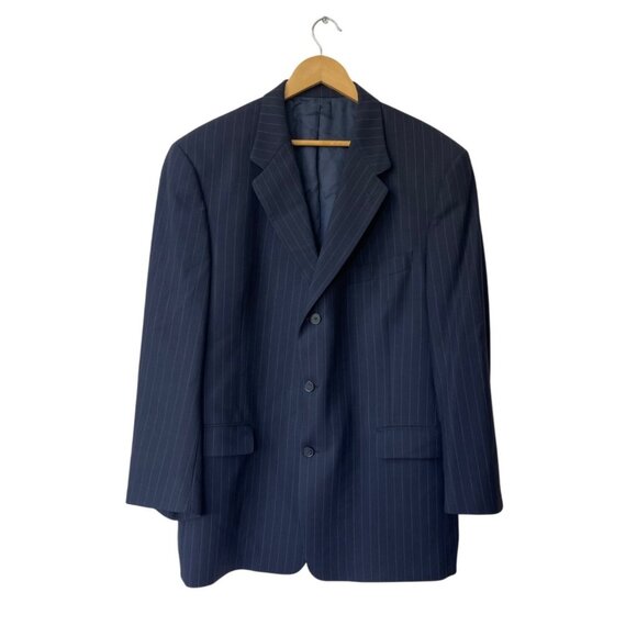 Hart Schaffner Marx Other - Hart Schaffner Marx Comfort Blazer 46R Navy Blue Striped Old Money Quiet Luxury